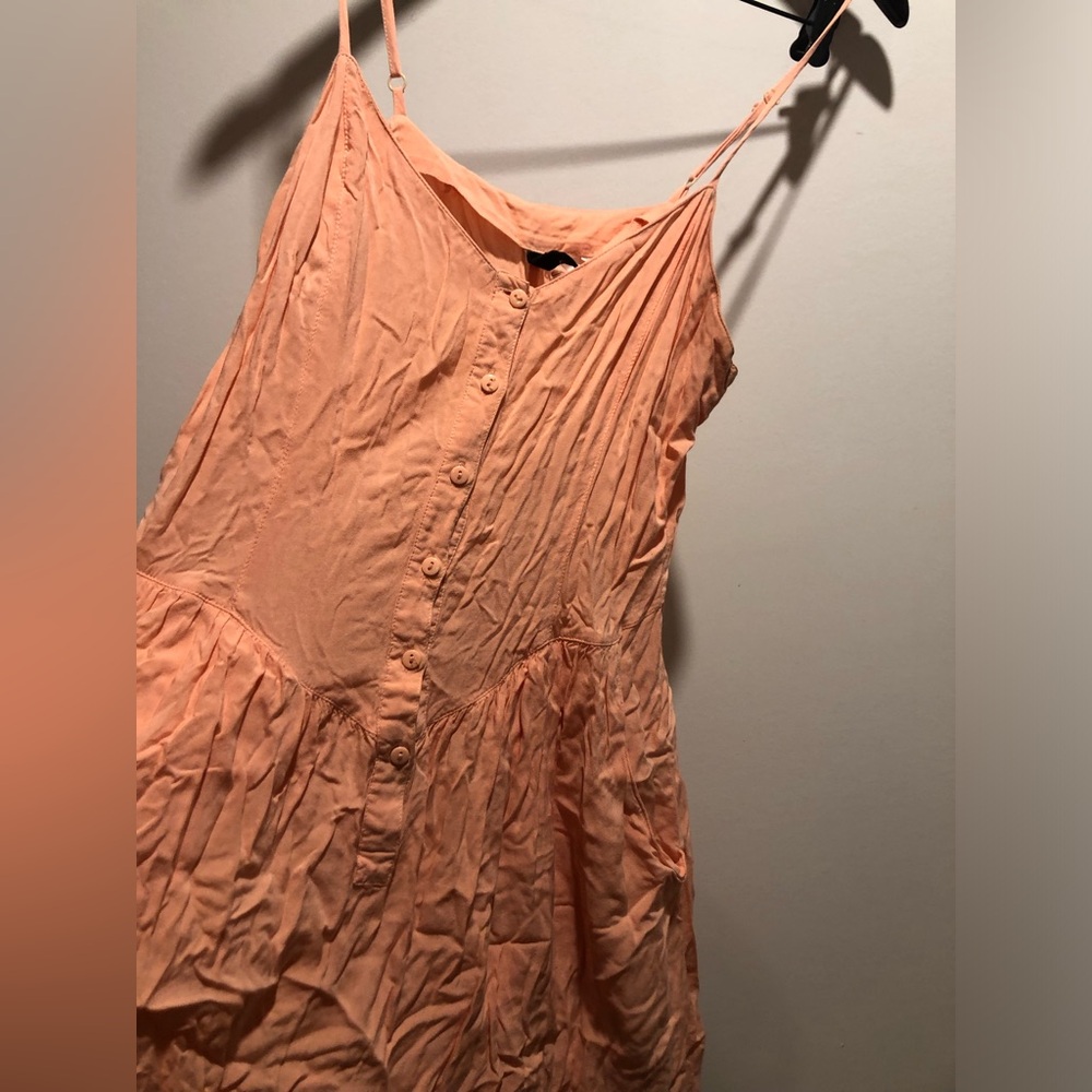 H&M Peach Spaghetti-Strap Button-Front Camisole Dress